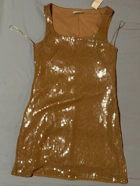 Abercrombie & Fitch Gold Sequin Midi Dress